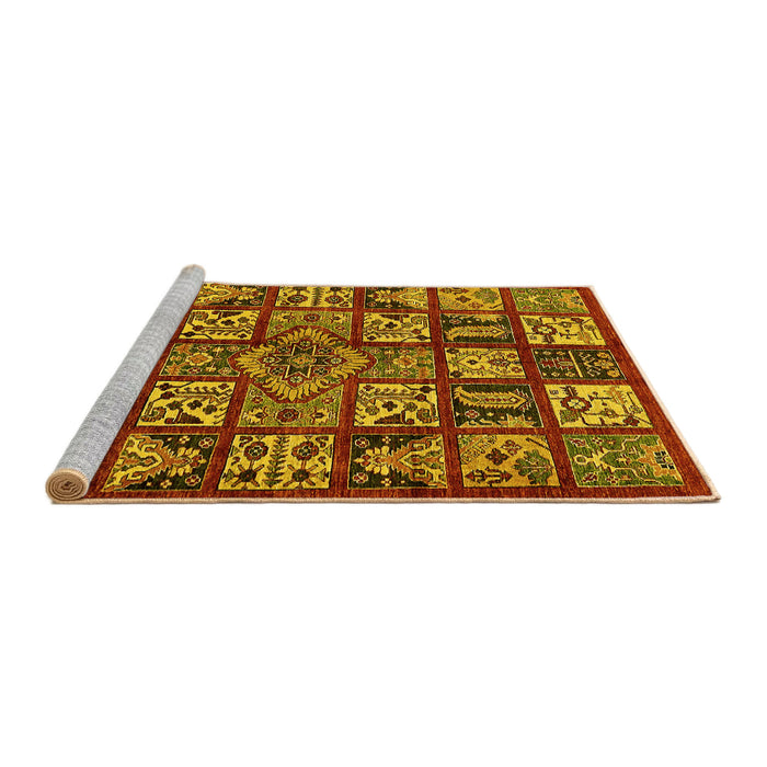 Sideview of Machine Washable Abstract Yellow Modern Rug, wshabs608yw