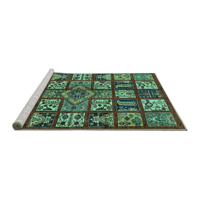 Sideview of Machine Washable Abstract Turquoise Modern Area Rugs, wshabs608turq
