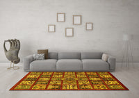 Machine Washable Abstract Yellow Modern Rug, wshabs608yw