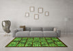 Machine Washable Abstract Green Modern Area Rugs in a Living Room,, wshabs608grn