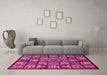 Machine Washable Abstract Pink Modern Rug in a Living Room, wshabs608pnk