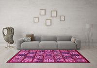 Machine Washable Abstract Pink Modern Rug, wshabs608pnk