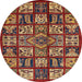 Round Abstract Red Modern Rug, abs608