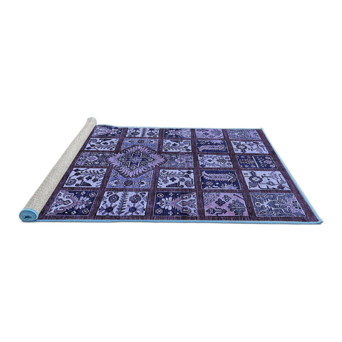 Sideview of Machine Washable Abstract Blue Modern Rug, wshabs608blu