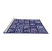 Sideview of Machine Washable Abstract Blue Modern Rug, wshabs608blu