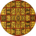 Round Abstract Yellow Modern Rug, abs608yw