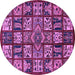 Round Machine Washable Abstract Purple Modern Area Rugs, wshabs608pur