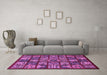 Machine Washable Abstract Purple Modern Area Rugs in a Living Room, wshabs608pur