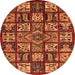 Round Abstract Orange Modern Rug, abs608org