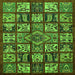 Square Machine Washable Abstract Green Modern Area Rugs, wshabs608grn