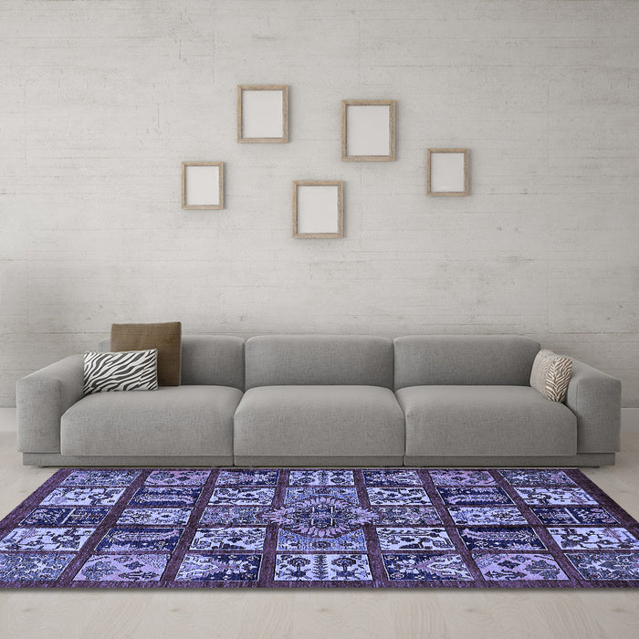 Machine Washable Abstract Blue Modern Rug in a Living Room, wshabs608blu
