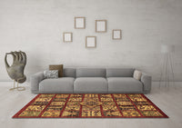 Machine Washable Abstract Brown Modern Rug, wshabs608brn