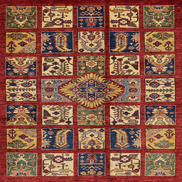 Square Abstract Red Modern Rug, abs608