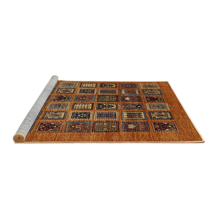 Sideview of Machine Washable Abstract Saffron Red Rug, wshabs609