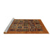 Sideview of Machine Washable Abstract Saffron Red Rug, wshabs609