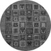 Round Machine Washable Abstract Gray Modern Rug, wshabs609gry