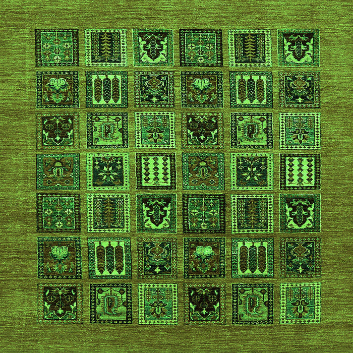 Square Abstract Green Modern Rug, abs609grn