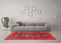 Machine Washable Abstract Red Modern Rug, wshabs609red