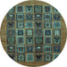 Round Machine Washable Abstract Light Blue Modern Rug, wshabs609lblu