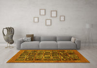 Machine Washable Abstract Yellow Modern Rug, wshabs609yw