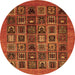 Round Abstract Orange Modern Rug, abs609org