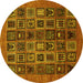 Round Abstract Yellow Modern Rug, abs609yw