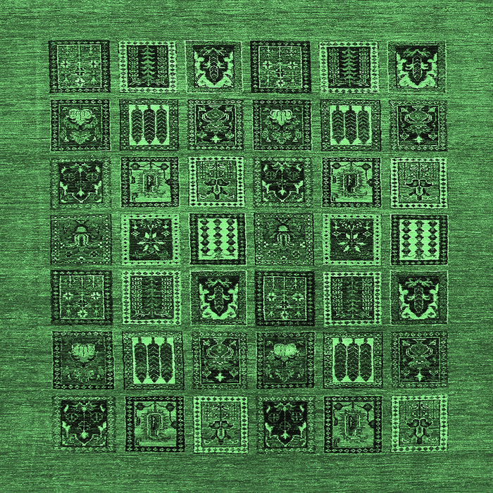 Square Machine Washable Abstract Emerald Green Modern Area Rugs, wshabs609emgrn