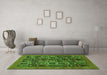 Machine Washable Abstract Green Modern Area Rugs in a Living Room,, wshabs609grn