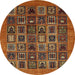 Round Abstract Saffron Red Modern Rug, abs609