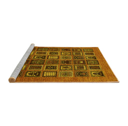 Sideview of Machine Washable Abstract Yellow Modern Rug, wshabs609yw