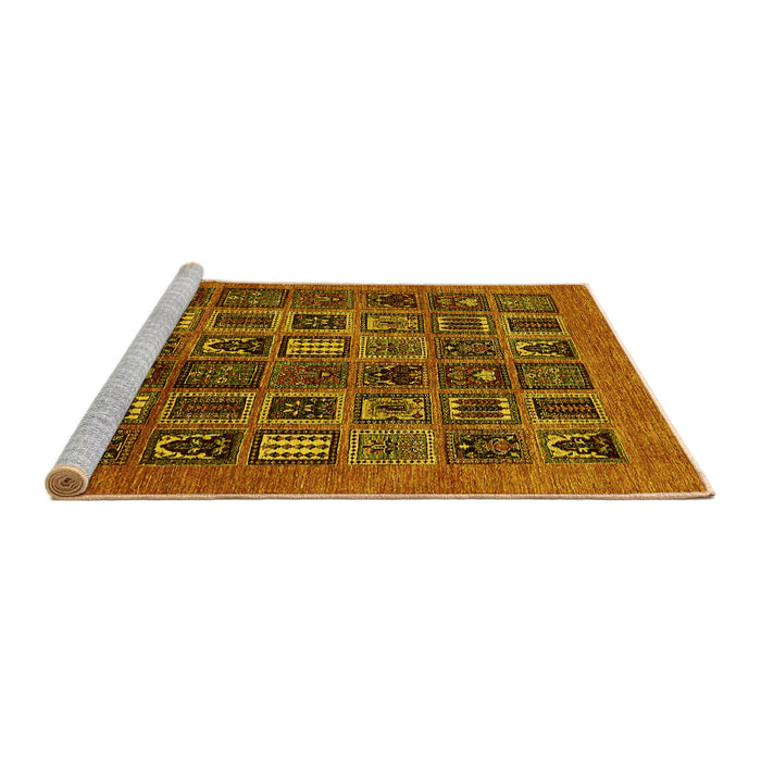 Sideview of Machine Washable Abstract Yellow Modern Rug, wshabs609yw