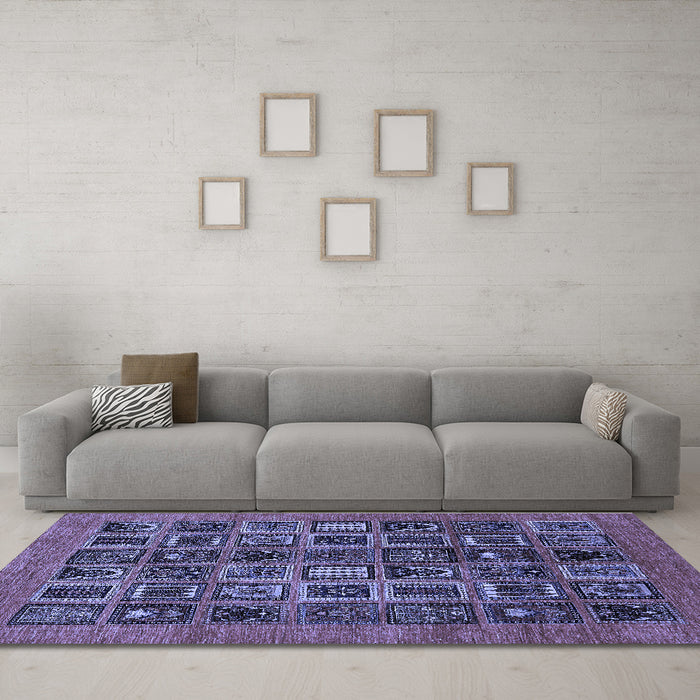 Machine Washable Abstract Blue Modern Rug in a Living Room, wshabs609blu