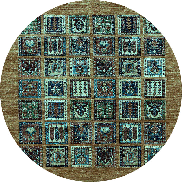 Round Abstract Light Blue Modern Rug, abs609lblu