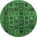 Round Abstract Emerald Green Modern Rug, abs609emgrn