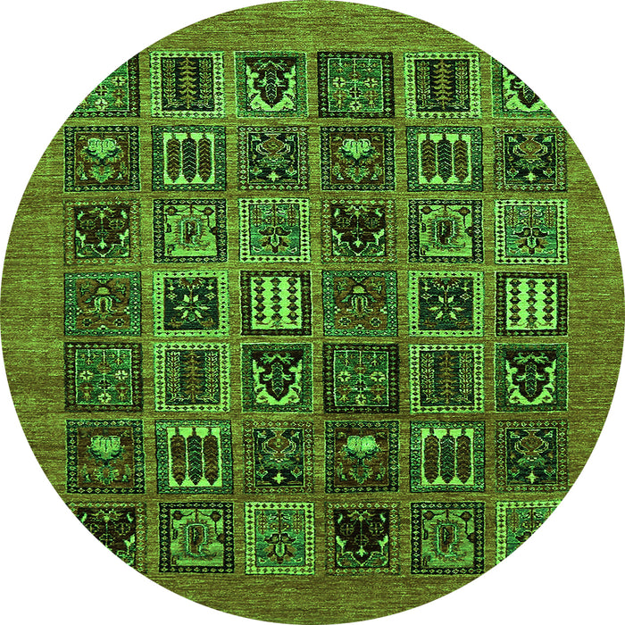 Round Abstract Green Modern Rug, abs609grn