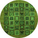 Round Abstract Green Modern Rug, abs609grn