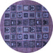 Round Abstract Blue Modern Rug, abs609blu