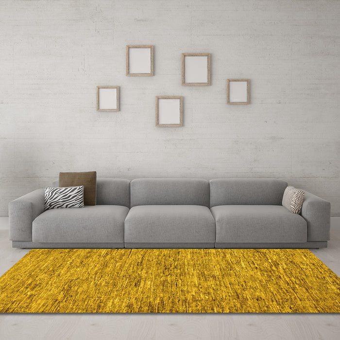 Machine Washable Abstract Yellow Modern Rug in a Living Room, wshabs60yw