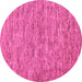 Round Machine Washable Abstract Pink Modern Rug, wshabs60pnk