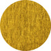 Round Abstract Yellow Modern Rug, abs60yw