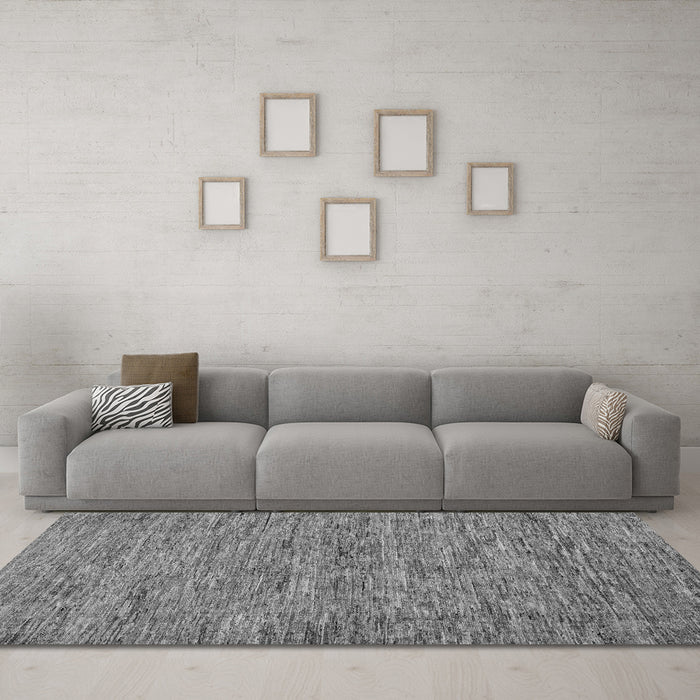 Machine Washable Abstract Gray Modern Rug in a Living Room,, wshabs60gry