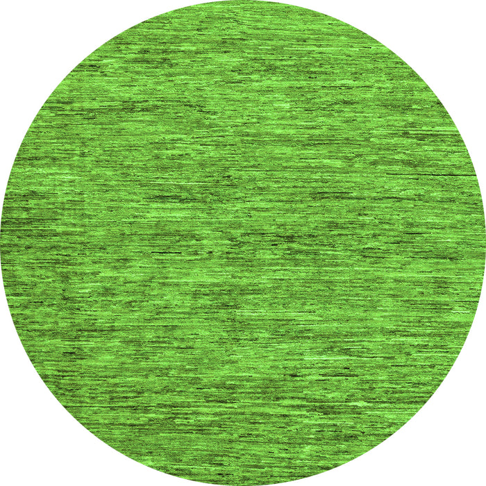 Round Machine Washable Abstract Green Modern Area Rugs, wshabs60grn
