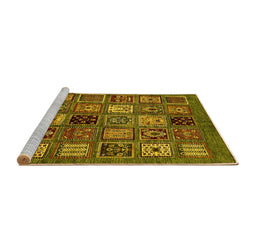 Sideview of Machine Washable Oriental Yellow Modern Rug, wshabs610yw