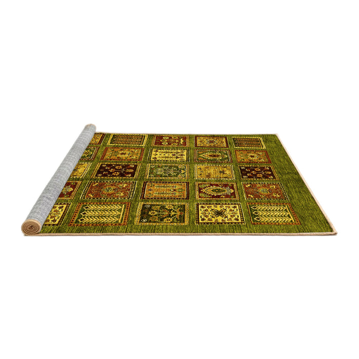 Sideview of Machine Washable Oriental Yellow Modern Rug, wshabs610yw
