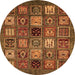 Round Oriental Orange Modern Rug, abs610org