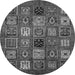 Round Machine Washable Oriental Gray Modern Rug, wshabs610gry