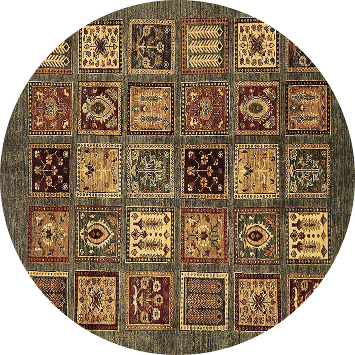 Round Machine Washable Oriental Brown Modern Rug, wshabs610brn