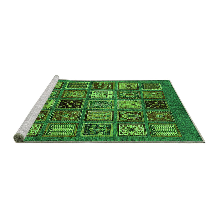 Sideview of Machine Washable Oriental Green Modern Area Rugs, wshabs610grn