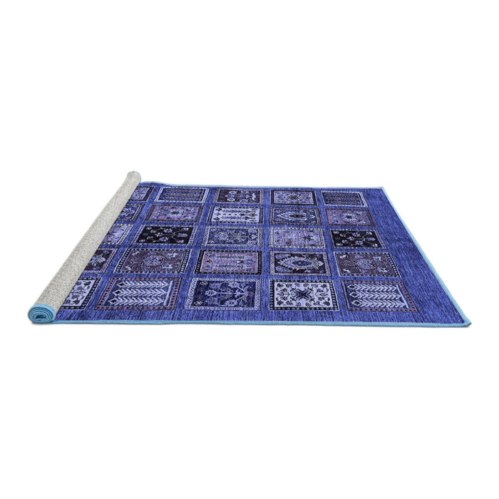 Sideview of Machine Washable Oriental Blue Modern Rug, wshabs610blu