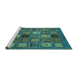 Sideview of Machine Washable Oriental Turquoise Modern Area Rugs, wshabs610turq